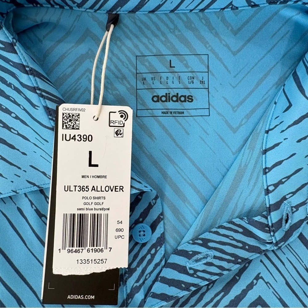 Adidas Ultra 365 Performance All Over Print Chevron Polo Golf Shirt Men L  NWT - Picture 16 of 16